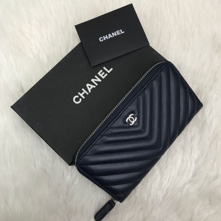 CHNL CLASSİC WALLET LACİVERT CHEVRON